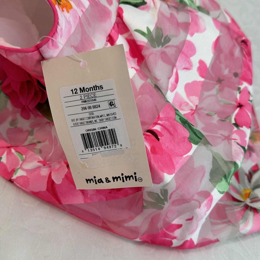 Mia & Mimi Shadow Stripe Floral Sleeveless Dress. Size 12 months. - Picture 7 of 12